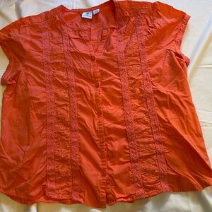 Caribbean Joe Bright Orange Button-Up Blouse